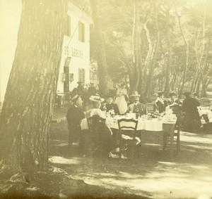 France French Riviera Lerins Café Old Amateur Stereoview Photo Pourtoy 1900