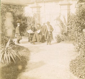 France French Riviera Garden Group Old Amateur Stereoview Photo Pourtoy 1900