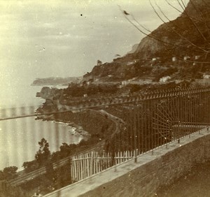 France French Riviera Seaside View Old Amateur Stereoview Photo Pourtoy 1900
