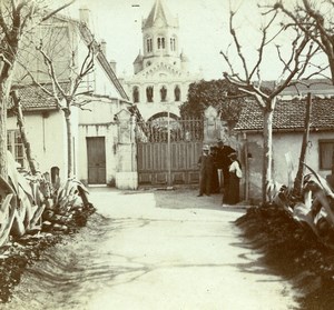 France French Riviera around Nice Church Amateur Stereoview Photo Pourtoy 1900