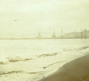 France French Riviera around Nice Ship Old Amateur Stereoview Photo Pourtoy 1900