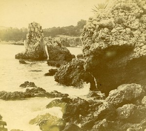 France French Riviera around Nice Rocks Amateur Stereoview Photo Pourtoy 1900