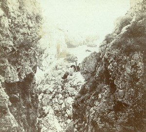 France French Riviera around Nice Rocks Amateur Stereoview Photo Pourtoy 1900