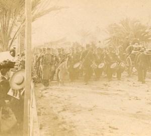 France Cannes ? Marching Band Old Amateur Stereoview Photo Pourtoy 1900