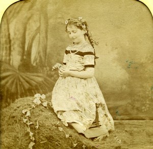 France Young Girl Scene de Genre Old LL Photo Stereoview Tissue 1865