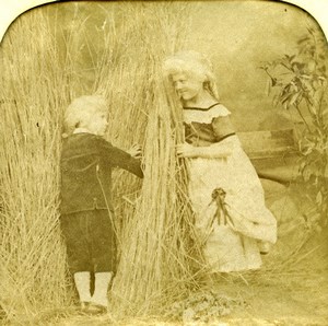France Costume Party Children Scene de Genre Old LL Photo Stereoview Tissue 1865