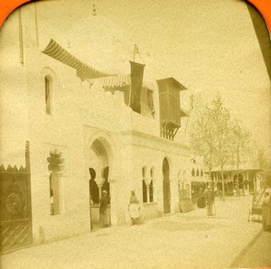 France Paris World Fair Morocco Pavilion Old LL Photo Stereoview Tissue 1889