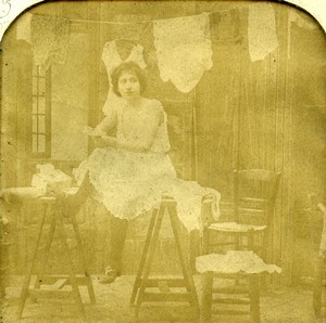 France Paris Erotic Fantasy Risque Chiffonnette BK Photo Stereoview Tissue 1900