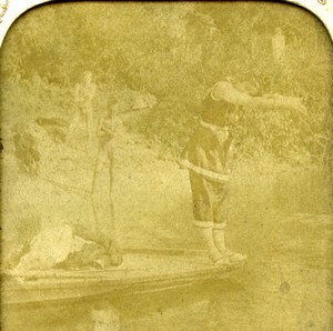 France Paris La Baignade Woman Bather Old LL Photo Stereoview Tissue 1900