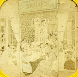 France Paris Women Fashion Shop Old EL Photo Stereoview Tissue 1865