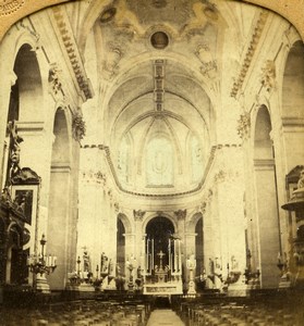 France Paris Saint Sulpice Church Interior Old GAF Photo Stereoview Tissue 1860