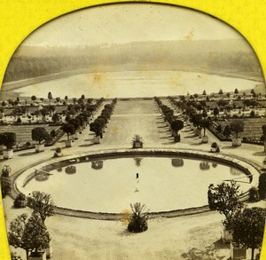 France Versailles Castle Orangerie Swiss Pond Old Lamy Stereoview Tissue 1860