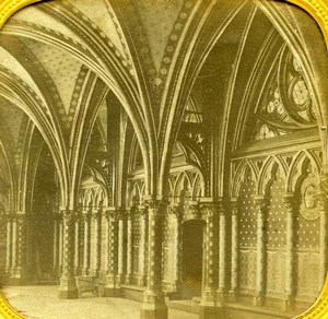 France Paris Sainte Chapelle Holy Chapel Old Photo Tissue Stereoview 1860
