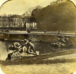 France Versailles Castle Neptune Fountain Old Photo Tissue Stereoview 1860