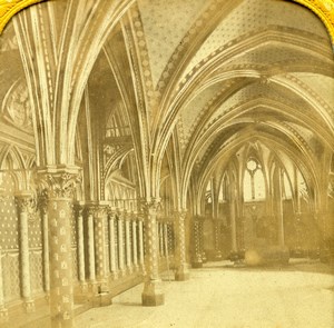 France Paris Sainte Chapelle Holy Chapel Old Photo Tissue Stereoview 1860