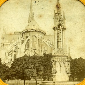 France Paris Cathedrale Notre Dame Cathedral Old Photo Tissue Stereoview 1860