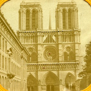 France Paris Cathedrale Notre Dame Cathedral Old Photo Tissue Stereoview 1860