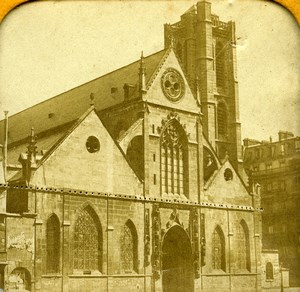 France Paris Church Saint Nicolas des Champs Old Photo Tissue Stereoview 1860