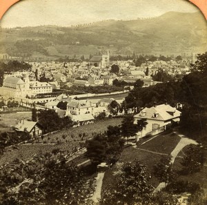 France Pyrenees Bagneres de Bigorre Old Andrieu Photo Tissue Stereoview 1860