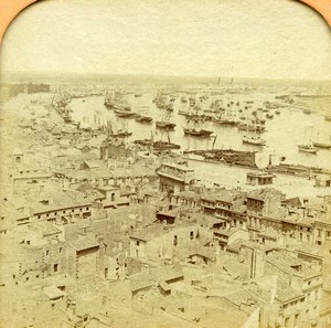 France Bordeaux Harbor Old Andrieu Photo Tissue Stereoview 1860