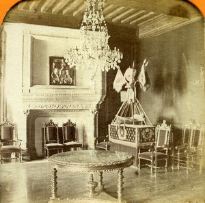 France Pyrenees Pau Castle Henri IV Bedroom Andrieu Photo Tissue Stereoview 1860