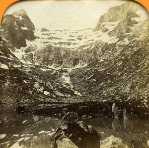 Pyrenees Luchon Lac Saussat Glacier Seil dela Baque Photo Tissue Stereoview 1860