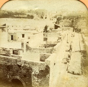 Italy Herculanum ruins panorama Old BK Photo Tissue Stereoview 1865