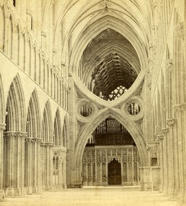 Somerset Wells Cathedral Nave looking East Old GW Wilson Stereoview Photo 1865