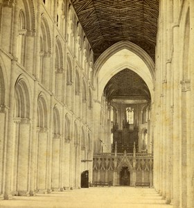 Cambridgeshire Peterborough Cathedral Nave Old GW Wilson Stereoview Photo 1865