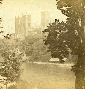 Durham Cathedral from river side Old GW Wilson Stereoview Photo 1865