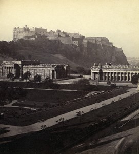 Scotland Edinburgh Castle frm Princes Street Old GW Wilson Stereoview Photo 1865