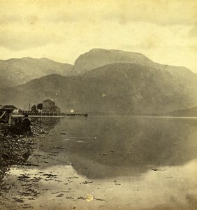 Scotland Entrance to Caledonian Canal Ben Nevis GW Wilson Stereoview Photo 1865