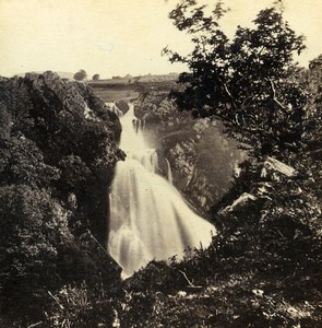 Wales Llanberis Waterfall Ceunant Mawr Old Bedford? Stereoview Photo 1865