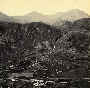 Wales Gwynant Vale Valley Snowdon Old Bedford? Stereoview Photo 1865