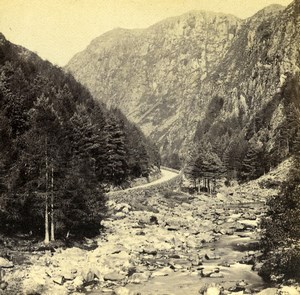 Wales Beddgelert Pont Aberglaslyn Bridge Old Bedford? Stereoview Photo 1865