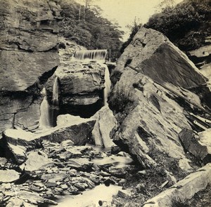 Wales Vale of Neath Aberdulais Fall Old Bedford? Stereoview Photo 1865