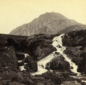 Wales Capel Curig Falls of the Ogwen Old Bedford? Stereoview Photo 1865