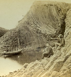 Scotland Mouth of the Clam Shell Cave Staffa Old Clifford Stereoview Photo 1865