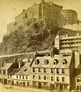 Scotland Edinburgh Castle Black Bull Inn Old Burns Stereoview Photo 1865