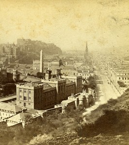 Scotland Edinburgh from Calton Hill Old Archibald Burns Stereoview Photo 1865