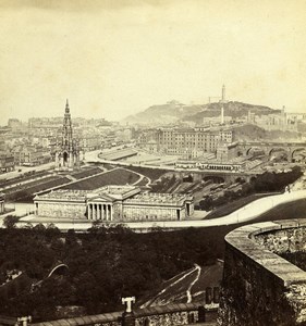 Scotland Edinburgh General View from the castle Old Burns Stereoview Photo 1865