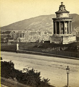 Scotland Edinburgh Burn Monument Holyrood PalaceOld Burns Stereoview Photo 1865