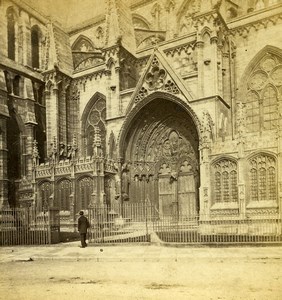 United Kingdom Lincoln Cathedral south door Old Slingsby Stereoview Photo 1865