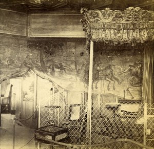 Scotland Edinburgh Holyrood Palace Queen Mary Bedroom Old Stereoview Photo 1865