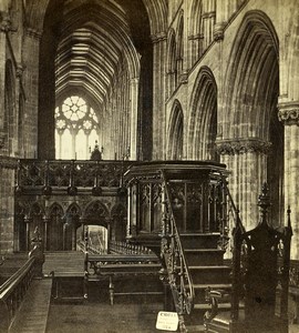 Scotland Edinburg Cathedral Inteior Pulpit Old Burns Stereoview Photo 1865