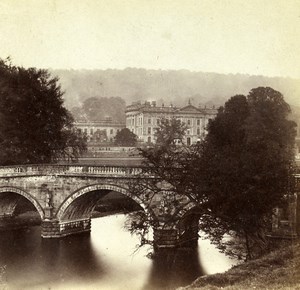 Derbyshire Chatsworth House Bridge Old Petschler Stereoview Photo 1865