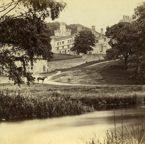 United Kingdom Derbyshire Haddon Hall Old Petschler Stereoview Photo 1865