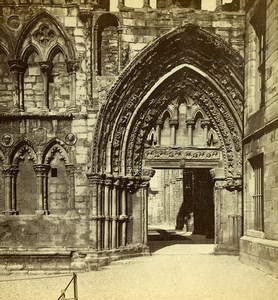 Scotland Edinburgh Holyrood Abbey Principal Entrance Old Stereoview Photo 1865