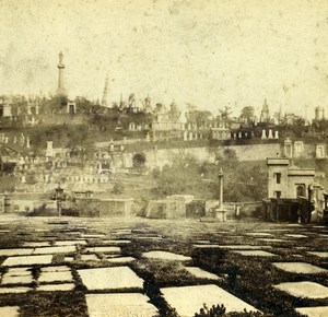 United Kingdom Scotland Glasgow Necropolis Old Macfarlane Stereoview Photo 1865