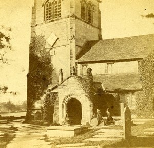 United Kingdom Cheshire Alderley Old Church Old Petschler Stereoview Photo 1865